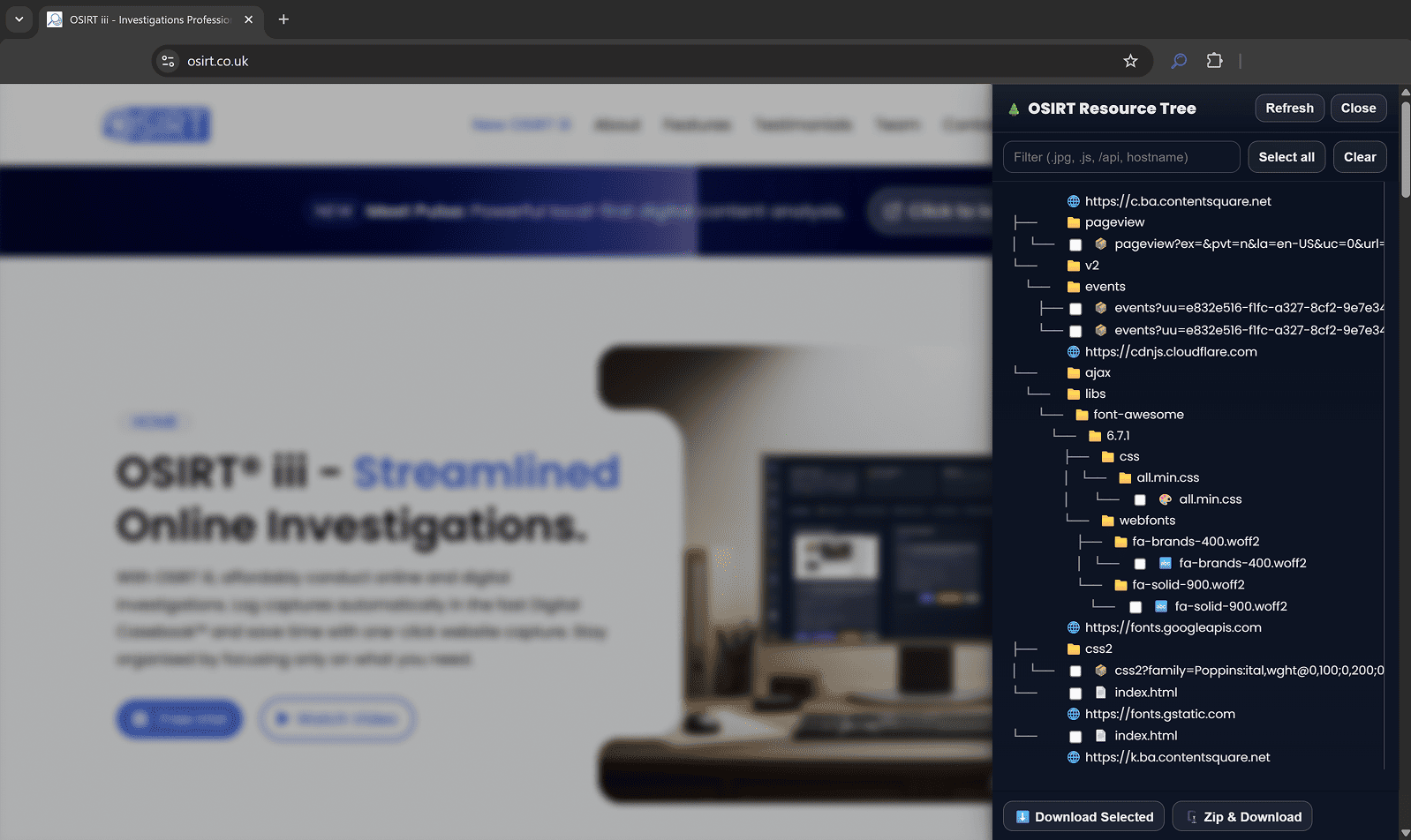 Placeholder - website tree viewer in OSIRT iii extension