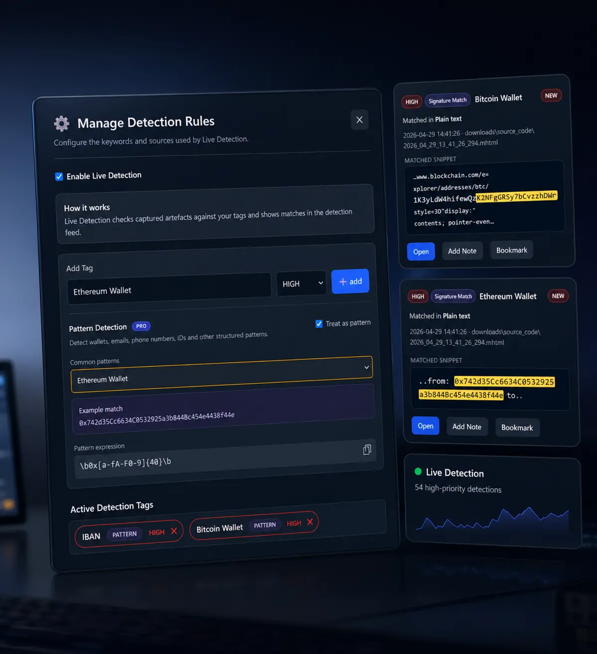 live detection feature screenshot